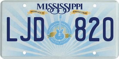 MS license plate LJD820