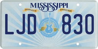 MS license plate LJD830