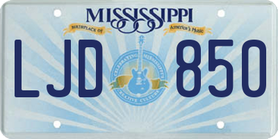 MS license plate LJD850