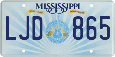 MS license plate LJD865