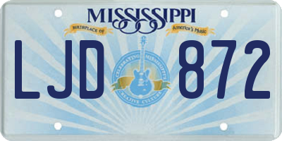 MS license plate LJD872