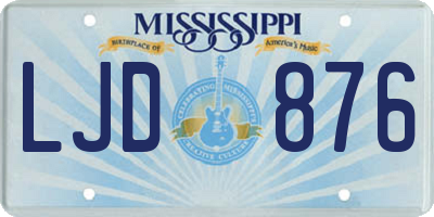 MS license plate LJD876