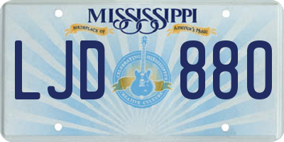 MS license plate LJD880