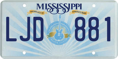 MS license plate LJD881