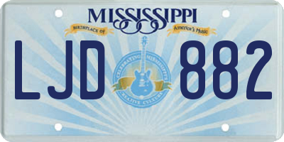 MS license plate LJD882