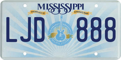 MS license plate LJD888