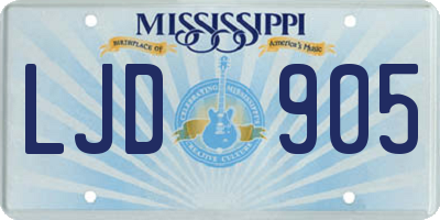 MS license plate LJD905