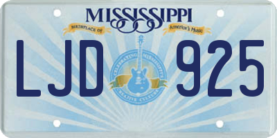 MS license plate LJD925