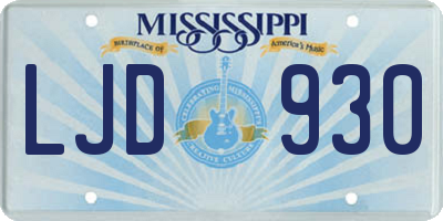 MS license plate LJD930
