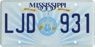 MS license plate LJD931