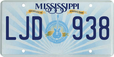 MS license plate LJD938