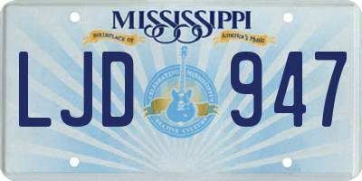 MS license plate LJD947