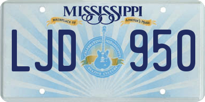 MS license plate LJD950