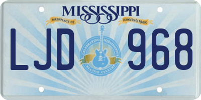 MS license plate LJD968