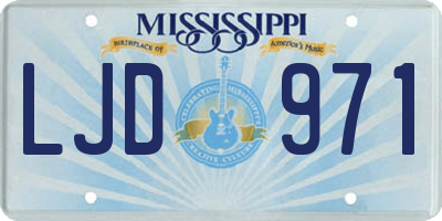 MS license plate LJD971