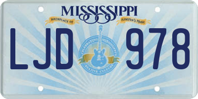 MS license plate LJD978