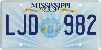 MS license plate LJD982