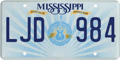 MS license plate LJD984