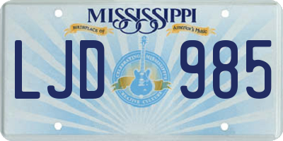 MS license plate LJD985