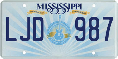 MS license plate LJD987
