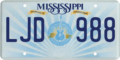 MS license plate LJD988