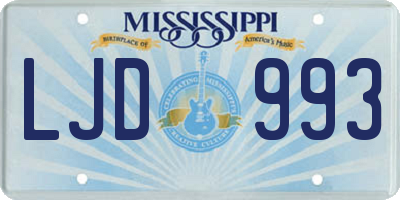 MS license plate LJD993
