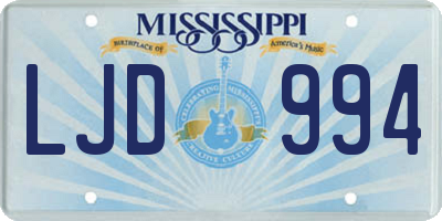 MS license plate LJD994