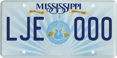 MS license plate LJE000