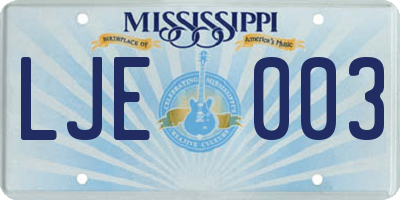 MS license plate LJE003