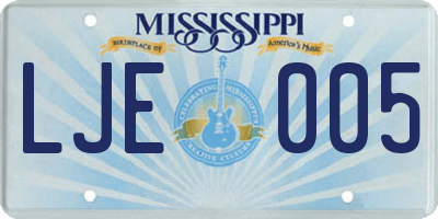 MS license plate LJE005
