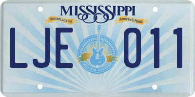 MS license plate LJE011