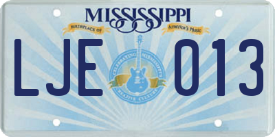 MS license plate LJE013