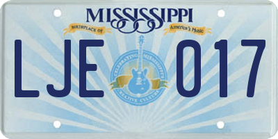 MS license plate LJE017