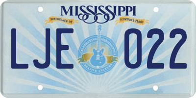 MS license plate LJE022