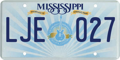 MS license plate LJE027