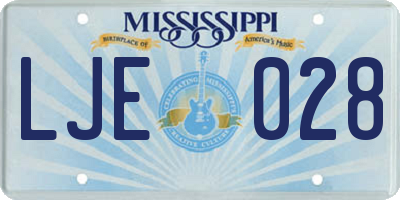 MS license plate LJE028