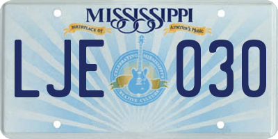 MS license plate LJE030