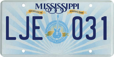MS license plate LJE031