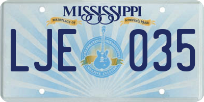 MS license plate LJE035