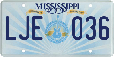 MS license plate LJE036