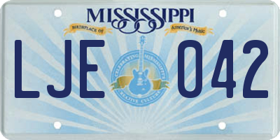 MS license plate LJE042
