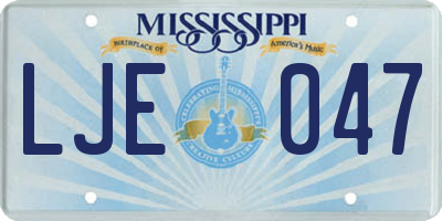 MS license plate LJE047