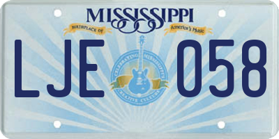 MS license plate LJE058