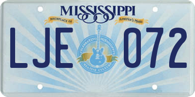 MS license plate LJE072