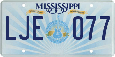 MS license plate LJE077