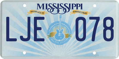 MS license plate LJE078