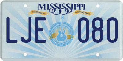 MS license plate LJE080