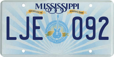 MS license plate LJE092