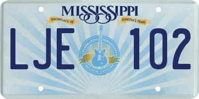 MS license plate LJE102