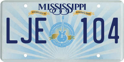 MS license plate LJE104